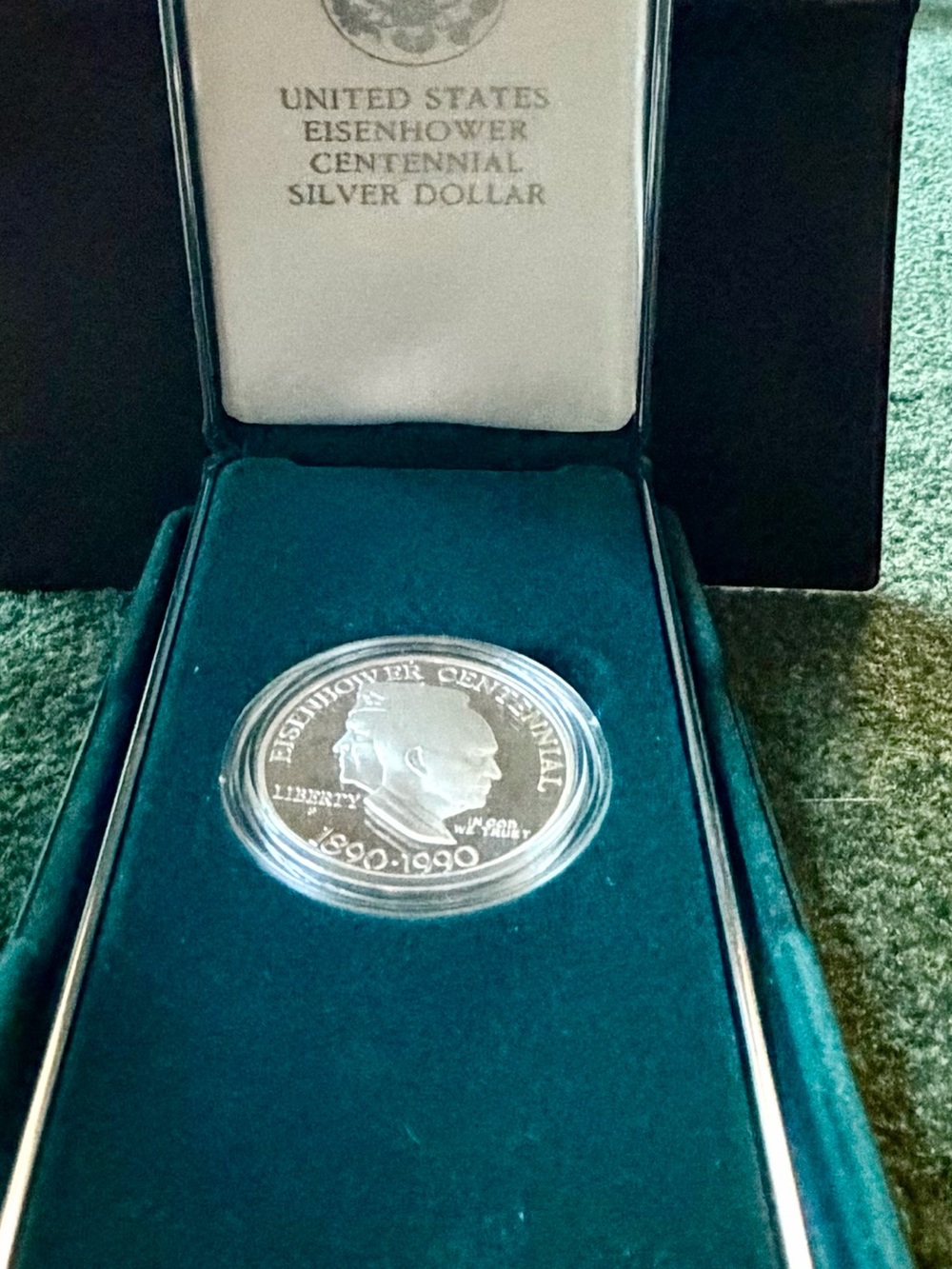 90% Silver - Eisenhower Proof Centennial Silver Dollar $1 Collectible Vintage!